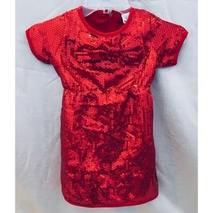 Red sequin Ruffle Butts dress
